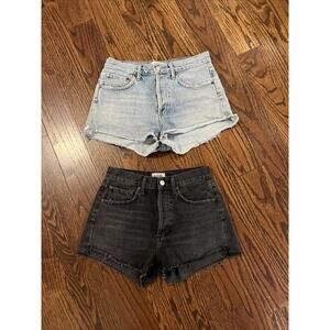 AGOLDE Women's 24 25 Parker High Rise Distressed Denim Cutoff Shorts Lot of 2